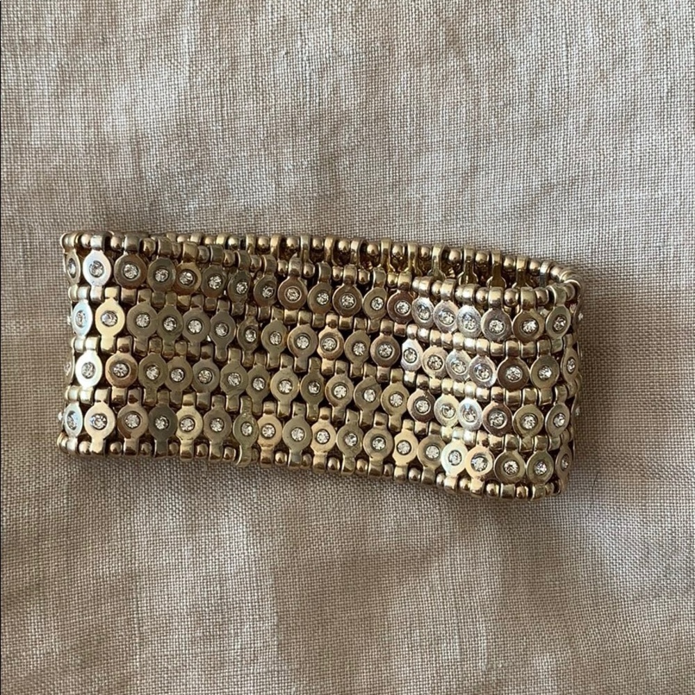 Light Gold Rhinestone Cuff Bracelet - Picture 2 of 2